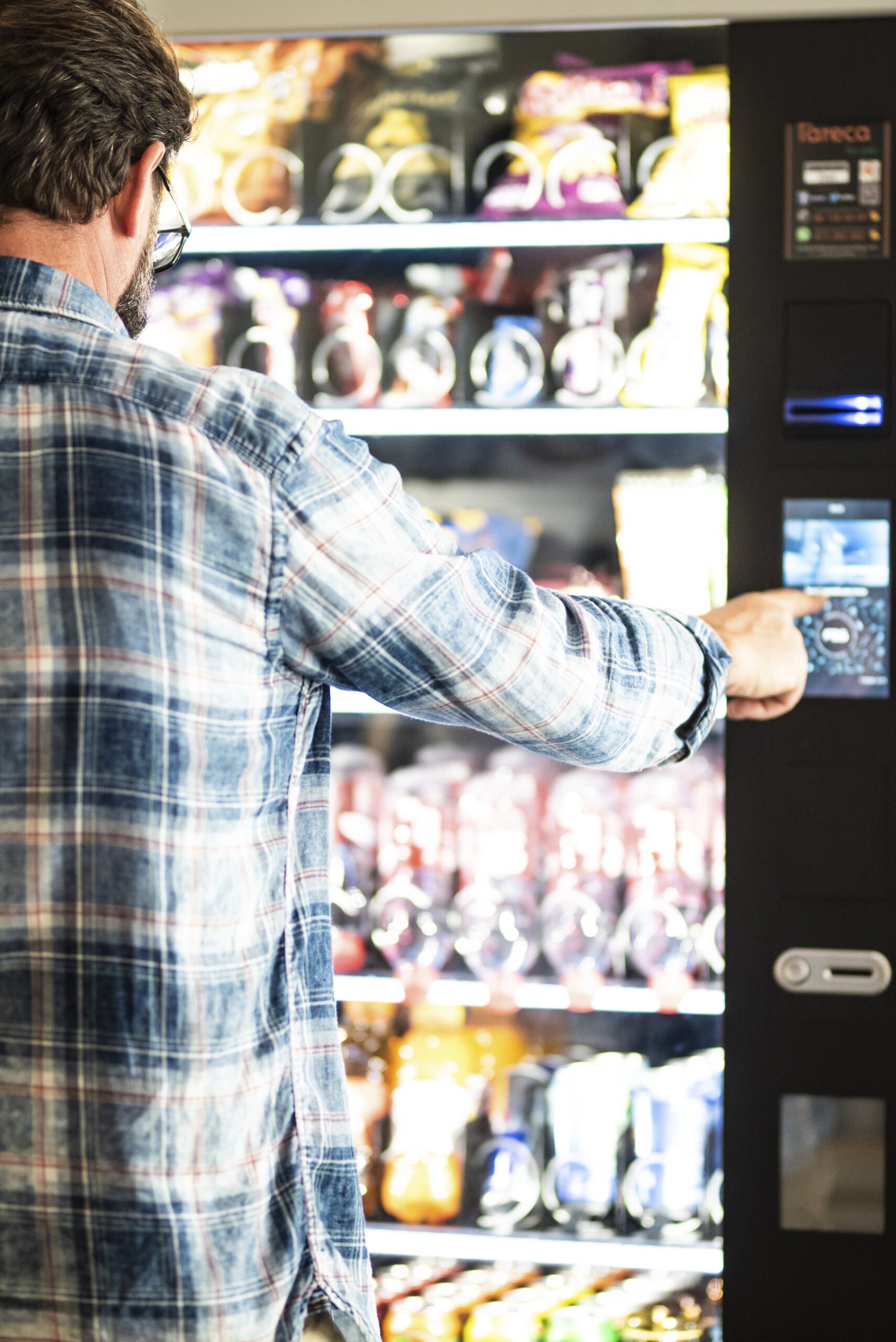 adult mature man choosing snacks